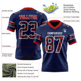 Custom Navy Camo White-Red Authentic Digital Camouflage Panel Football Jersey