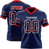 Custom Navy Camo White-Red Authentic Digital Camouflage Panel Football Jersey