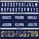 Custom Navy Camo White-Gold Authentic Digital Camouflage Panel Football Jersey