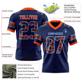 Custom Navy Camo Light Blue-Orange Authentic Digital Camouflage Panel Football Jersey