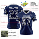 Custom Navy Camo White-Gray Authentic Digital Camouflage Panel Football Jersey