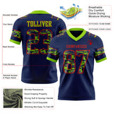 Custom Navy Camo Red-Neon Green Authentic Digital Camouflage Panel Football Jersey