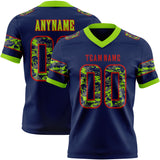 Custom Navy Camo Red-Neon Green Authentic Digital Camouflage Panel Football Jersey