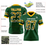 Custom Green Camo White-Gold Authentic Digital Camouflage Panel Football Jersey