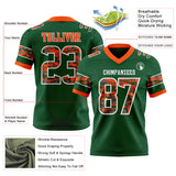 Custom Green Camo White-Orange Authentic Digital Camouflage Panel Football Jersey