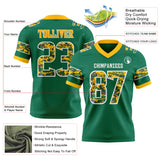 Custom Kelly Green Camo White-Gold Authentic Digital Camouflage Panel Football Jersey