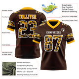 Custom Brown Camo White-Gold Authentic Digital Camouflage Panel Football Jersey