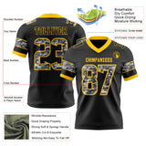 Custom Black Camo-Yellow Authentic Digital Camouflage Panel Football Jersey