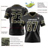 Custom Black Camo White-Olive Authentic Digital Camouflage Panel Football Jersey