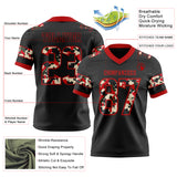 Custom Black Camo-Red Authentic Digital Camouflage Panel Football Jersey