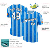 Custom Sky Blue White-Black Argentina Stripe Performance T-Shirt