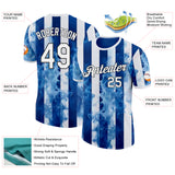 Custom Sky Blue White-Black Argentina Flame Stripe Performance T-Shirt
