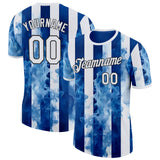 Custom Sky Blue White-Black Argentina Flame Stripe Performance T-Shirt