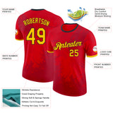 Custom Red Yellow-Black Belgium Ink Splatter Performance T-Shirt