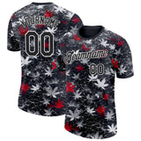 Custom Black-White Canada Maple Leaf Performance T-Shirt