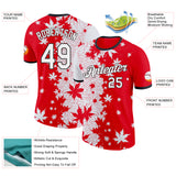 Custom Red White-Black Canada Maple Leaf Performance T-Shirt