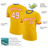 Custom Yellow White Fire Red-Thunder Blue Colombia Polka Dots Performance T-Shirt