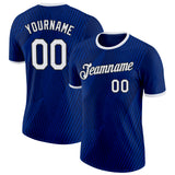 Custom Navy White-Black France Diagonal Stripe Performance T-Shirt