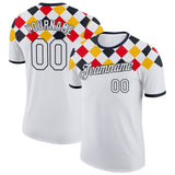 Custom White-Black Germany Checkerboard Performance T-Shirt