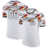 Custom White-Black Germany Pixel Chevron Performance T-Shirt