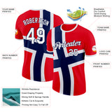 Custom Red White-Navy Norway Flag Performance T-Shirt