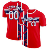 Custom Red White-Navy Norway Flag Performance T-Shirt