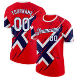 Custom Red White-Navy Norway Flag Performance T-Shirt
