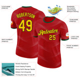 Custom Red Yellow-Green Portugal Wave Performance T-Shirt