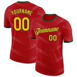 Custom Red Yellow-Green Portugal Wave Performance T-Shirt