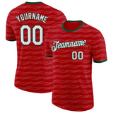 Custom Red White-Green Portugal Wave Performance T-Shirt