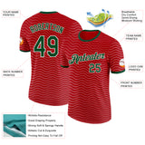 Custom Red Green-White Portugal Wave Performance T-Shirt