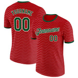 Custom Red Green-White Portugal Wave Performance T-Shirt
