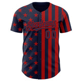 Custom Navy-Red USA Flag Patriotic Split Stars and Stripes Authentic Baseball Jersey