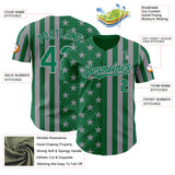 Custom Kelly Green-Gray USA Flag Patriotic Split Stars and Stripes Authentic Baseball Jersey