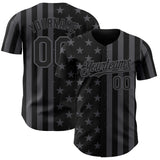 Custom Black-Steel Gray USA Flag Patriotic Split Stars and Stripes Authentic Baseball Jersey