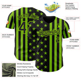 Custom Black-Neon Green USA Flag Patriotic Split Stars and Stripes Authentic Baseball Jersey