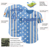 Custom Light Blue White-Royal USA Flag Patriotic Split Stars and Stripes Authentic Baseball Jersey
