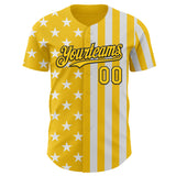 Custom Yellow White-Black USA Flag Patriotic Split Stars and Stripes Authentic Baseball Jersey
