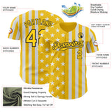 Custom Yellow White-Black USA Flag Patriotic Split Stars and Stripes Authentic Baseball Jersey