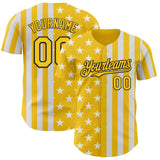 Custom Yellow White-Black USA Flag Patriotic Split Stars and Stripes Authentic Baseball Jersey