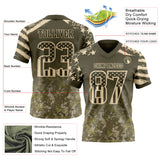 Custom Olive USA Flag Camo-City Cream Authentic Gradient Digital Camouflage Stars & Stripes Raglan Sleeves Football Jersey