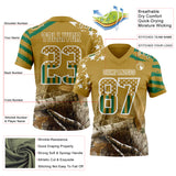 Custom Old Gold USA Flag Camo-White Authentic Gradient Digital Camouflage Stars & Stripes Raglan Sleeves Football Jersey