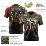 Custom Olive USA Flag Camo White-Black Authentic Gradient Digital Camouflage Stars & Stripes Raglan Sleeves Football Jersey