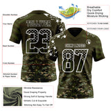 Custom Olive USA Flag Camo White-Green Authentic Gradient Digital Camouflage Stars & Stripes Raglan Sleeves Football Jersey