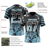 Custom Black USA Flag Camo White-Shadow Blue Authentic Gradient Digital Camouflage Stars & Stripes Raglan Sleeves Football Jersey