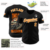 Custom Black Bay Orange-White Route 66 Americana Road Trip Authentic Baseball Jersey