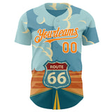 Custom Blue Bay Orange-White Route 66 Desert Americana Road Trip Authentic Baseball Jersey