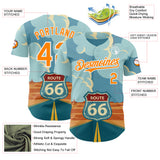 Custom Blue Bay Orange-White Route 66 Desert Americana Road Trip Authentic Baseball Jersey