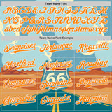 Custom Blue Bay Orange-White Route 66 Desert Americana Road Trip Authentic Baseball Jersey
