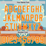 Custom Blue Bay Orange-White Route 66 Desert Americana Road Trip Authentic Baseball Jersey